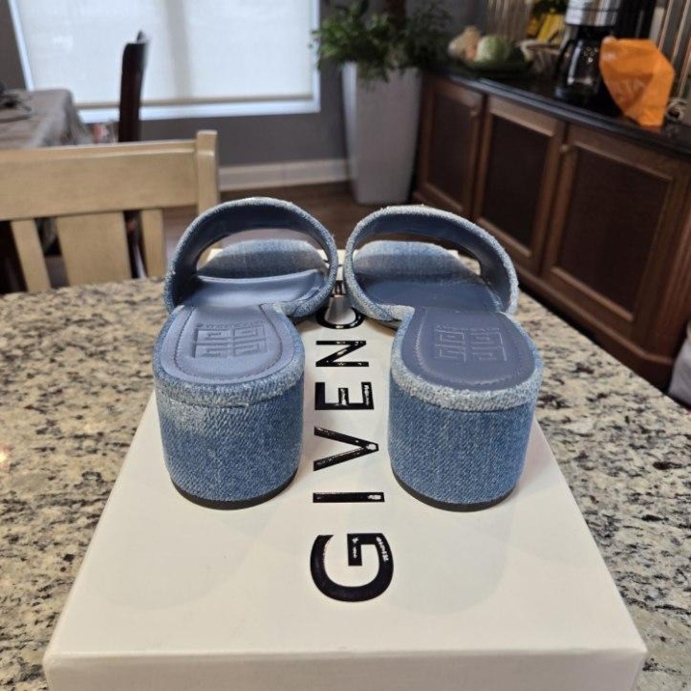 NEW Givenchy Distressed Denim Slides Size 39 45mm Heels - Picture 9 of 11